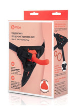 B Vibe Beginner Strap-On Harness Set with Silicone Dildo Peg - Orange - 5in
