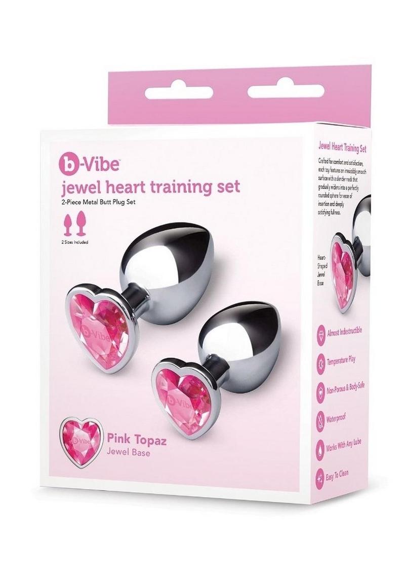 B-Vibe Jewel Metal Anal Plug Training - Pink/Silver - 2 Piece/Set