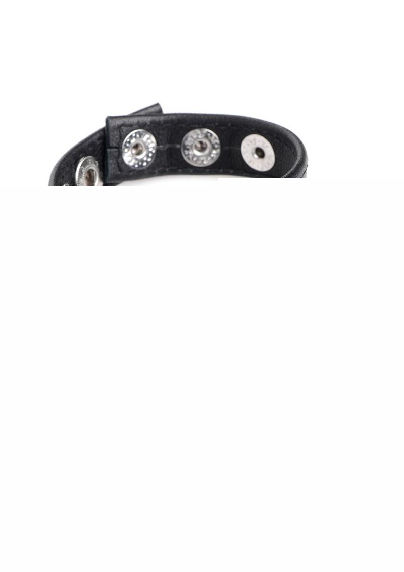 Cock Gear Leather and Steel Cock and Ball Ring - Black/Metal