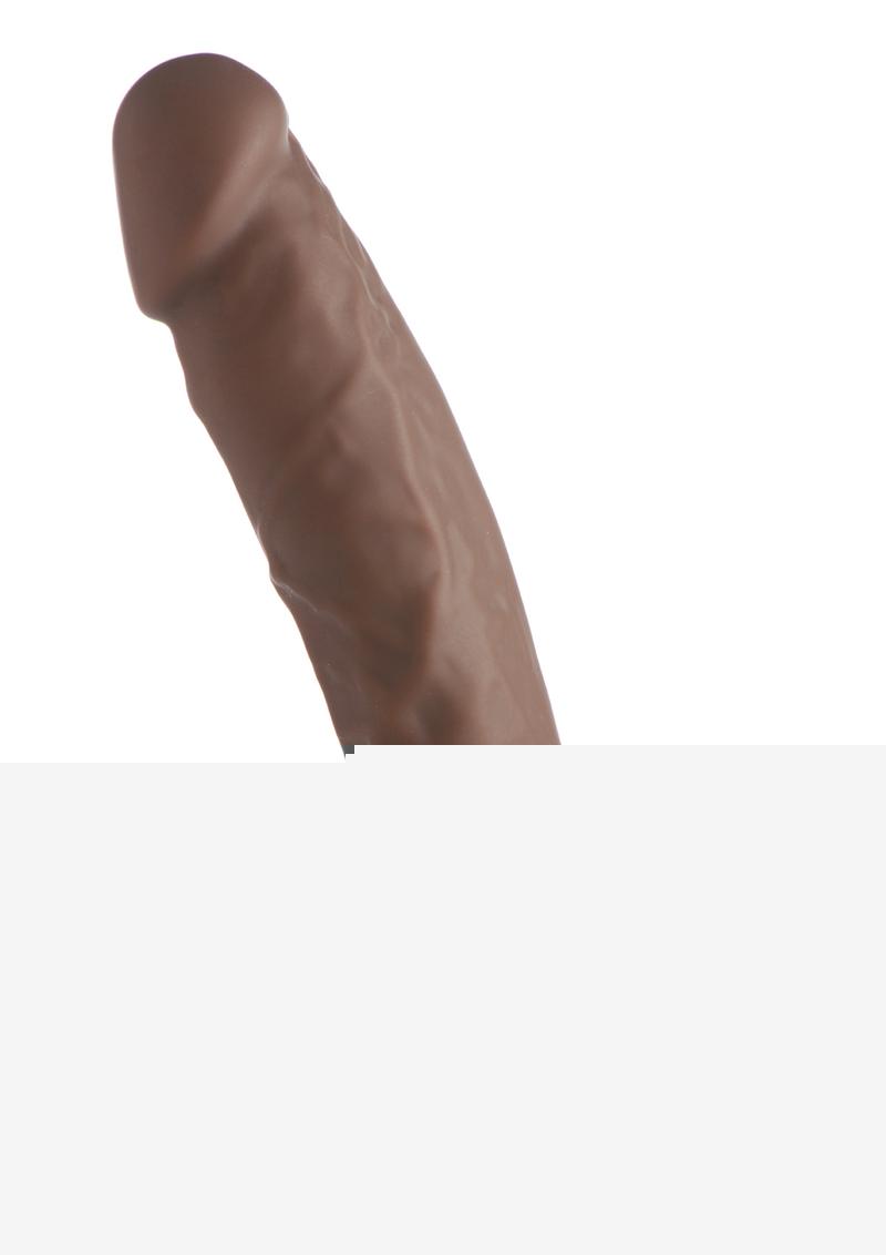 Fleshstixxx Silicone Rechargeable Vibrating Dong with Balls - Chocolate - 8in