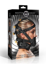 Master Series Lockable Head Harness with Muzzle - Black