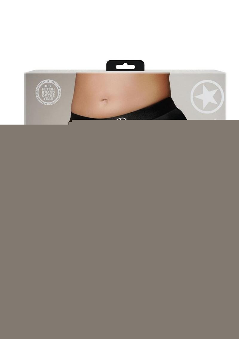 Ouch! Vibrating Strap-On Brief Rechargeable - Black - XLarge/XXLarge