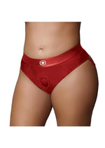 Ouch! Vibrating Strap-On Thong Rechargeable - Red - XLarge/XXLarge