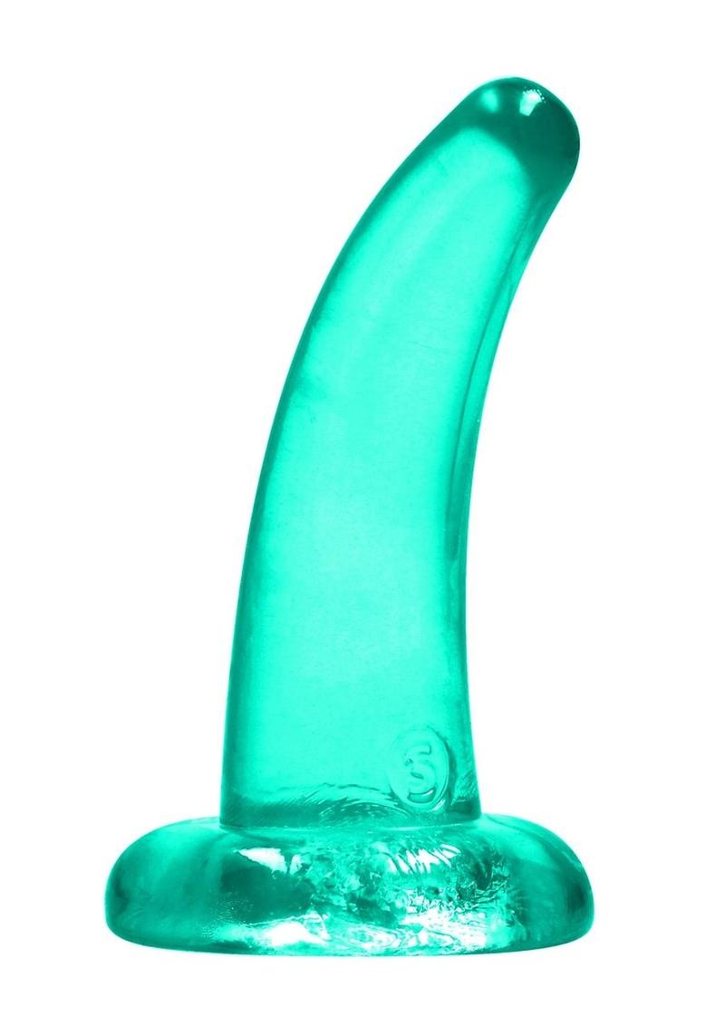 Realrock Crystal Clear Dildo with Suction Cup - Clear/Green - 4.5in