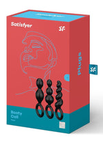Satisfyer Booty Call Silicone Textured Anal Plugs Black 3 Each - Black - Per Set