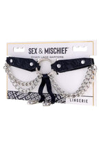 Sex and Mischief Chain Lace Garters - Black/Silver