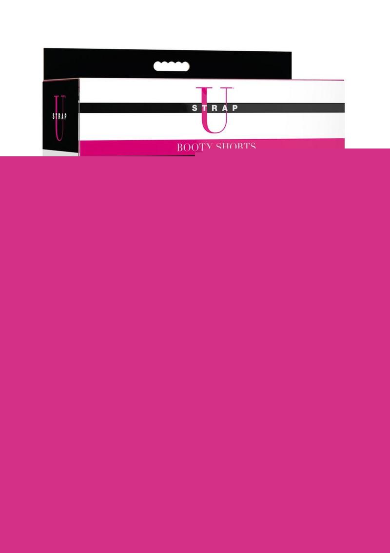 Strap U Booty Shorts Strap-On Harness with Dildo - Blue/Vanilla - Large - 6in