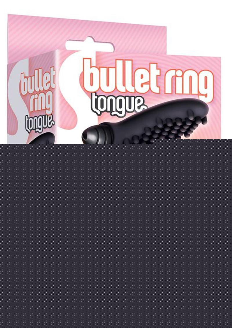 The 9's - S-Bullet Ring Tongue Silicone Vibrating Cock Ring - Black