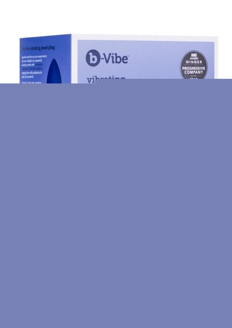 B-Vibe Vibrating Jewel Plug Rechargeable Silicone Anal Plug with Remote - Navy Blue - Large/XLarge