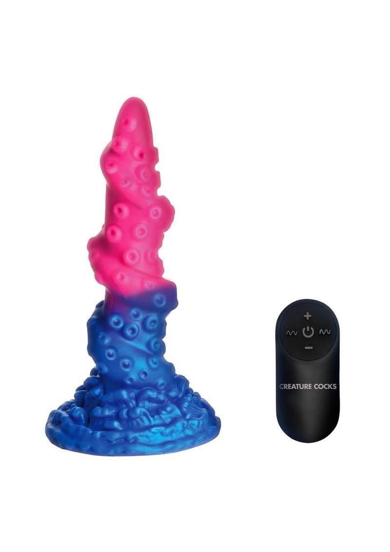 Creature Cocks Deluxe Lord Kraken Vibrating Rechargeable Silicone Glow In The Dark Dildo - Glow In The Dark/Multicolor