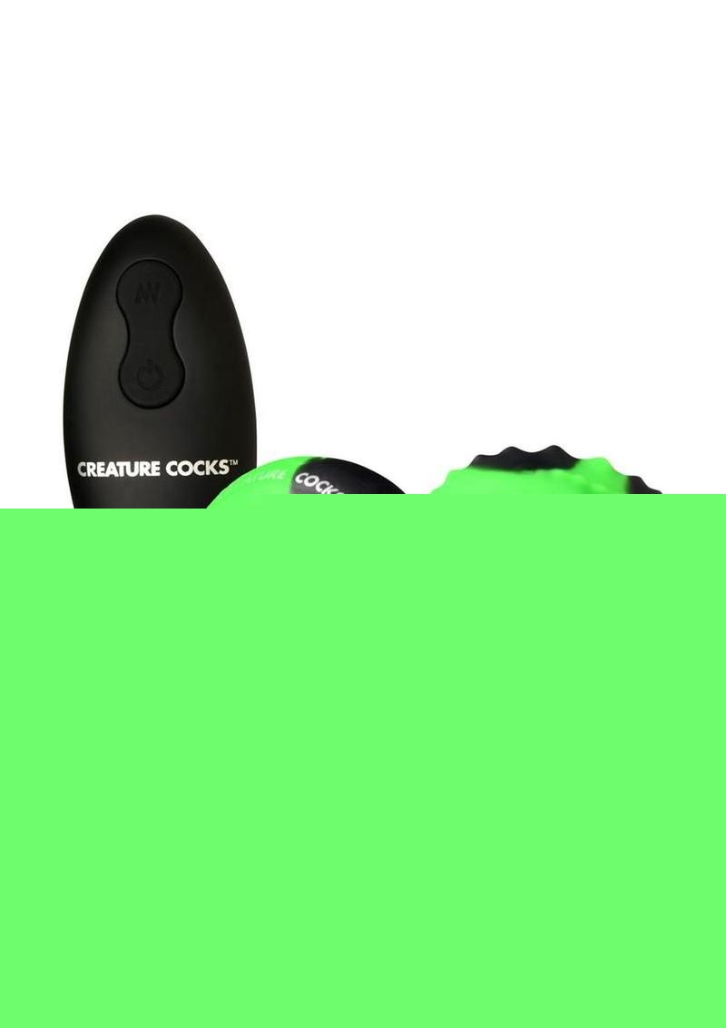 Creature Cocks Eye Of The Spawn Rechargeable Silicone Vibrating and Squirming Butt Plug with Remote - Green