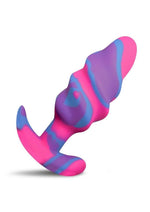 Creature Cocks Unicorn Swirl Silicone Butt Plug - Blue/Multicolor/Pink/Purple - Medium