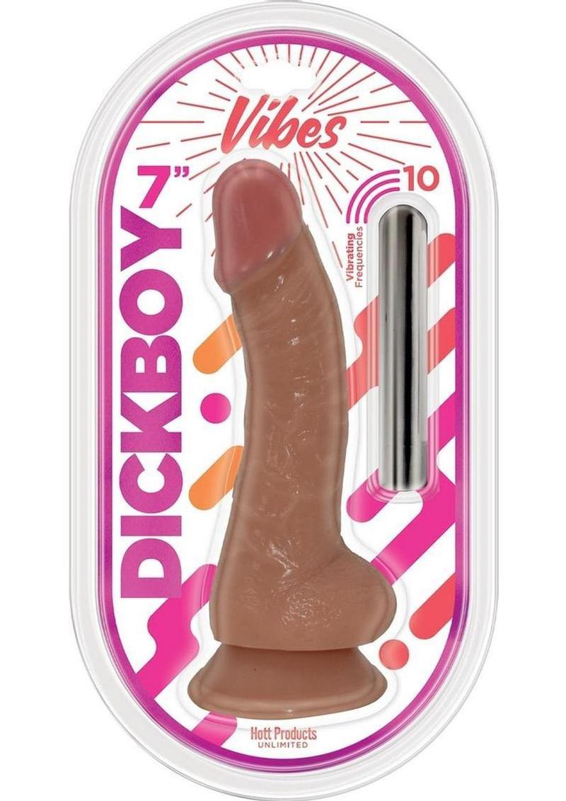 Dickboy Vibes Rechargeable Silicone Multi Speed Dildo - Caramel - 7in