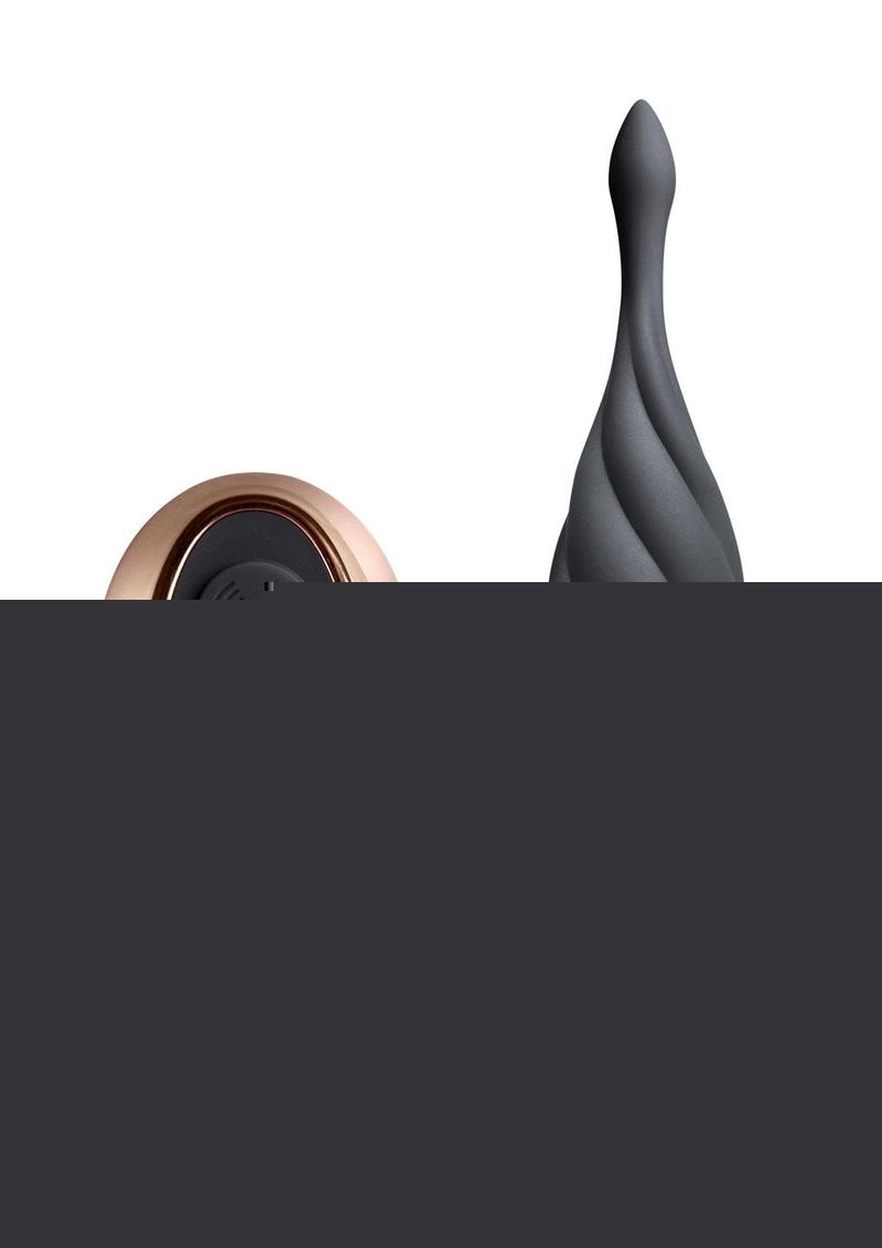 Discover Rechargeable Silicone Anal Vibrator with Remote Control - Black/Rose Gold