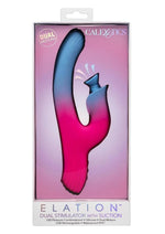 Elation Rechargeable Silicone Dual Stimulator with Suction - Blue/Pink
