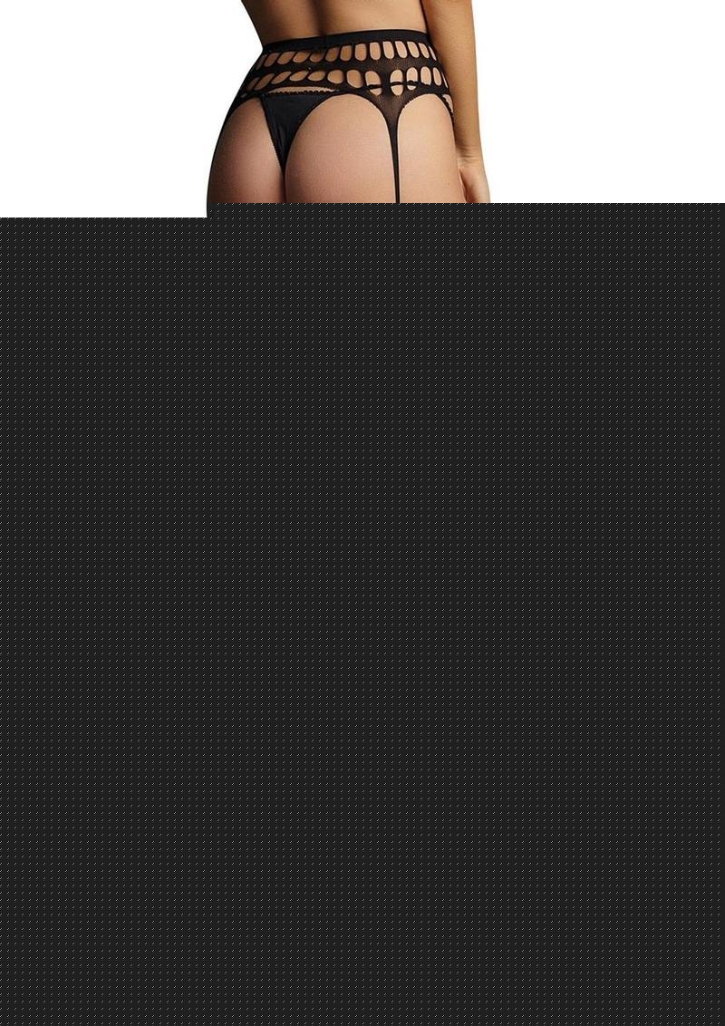 Le Desir Garterbelt Stockings with Open Design - Black - One Size