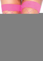 Leg Avenue Fence Net Thigh Highs - Pink - One Size