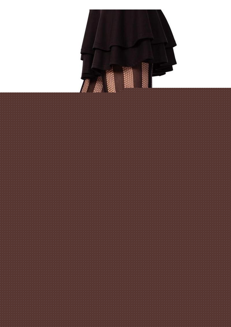 Leg Avenue Net and Opaque Striped Tights - Black - One Size