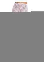 Leg Avenue Scalloped Trimmed Floral Lace Footless Capri Tights with Keyhole Bow Detail - White - One Size
