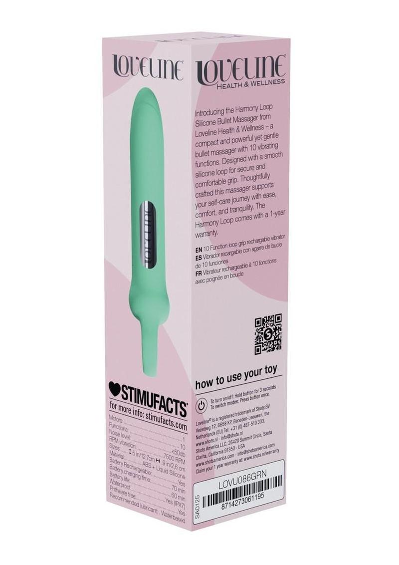 Loveline Harmony Loop Grip Vibe Ergonomic 10 Function Silicone Bullet Massager