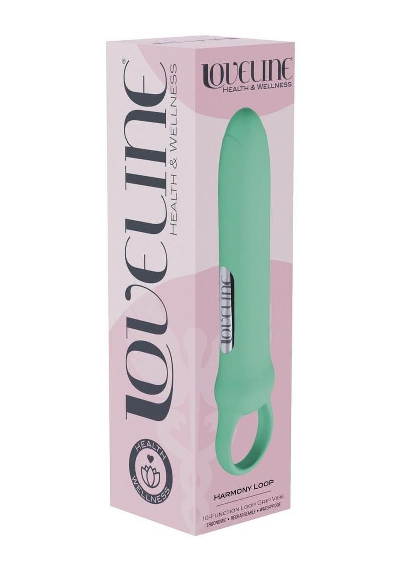 Loveline Harmony Loop Grip Vibe Ergonomic 10 Function Silicone Bullet Massager - Green