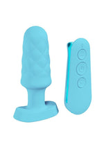 Loveline Velvet Rechargeable Silicone Vibrating Plug with Remote Control - Blue