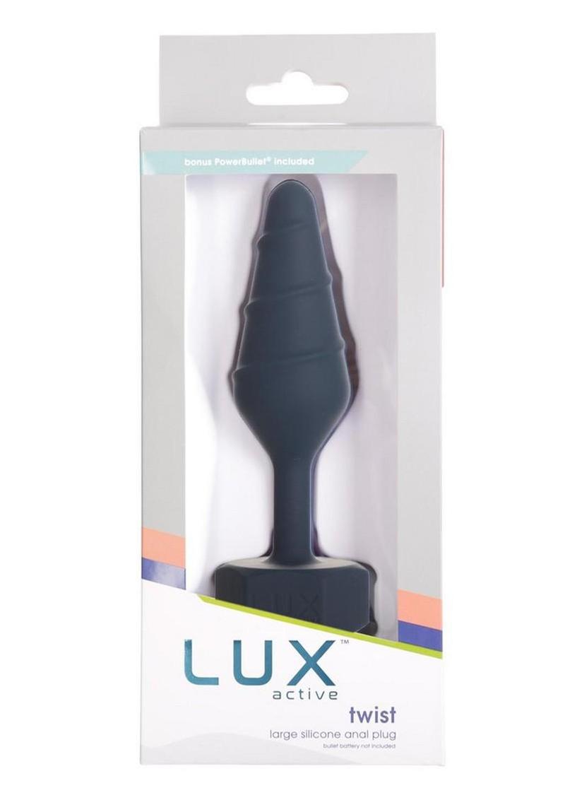 Lux Active Twist Rechargeable Silicone Anal Plug - Blue - Large