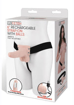 Lux Fetish Rechargeable Strap-On with Balls - Vanilla - One Size - 6in