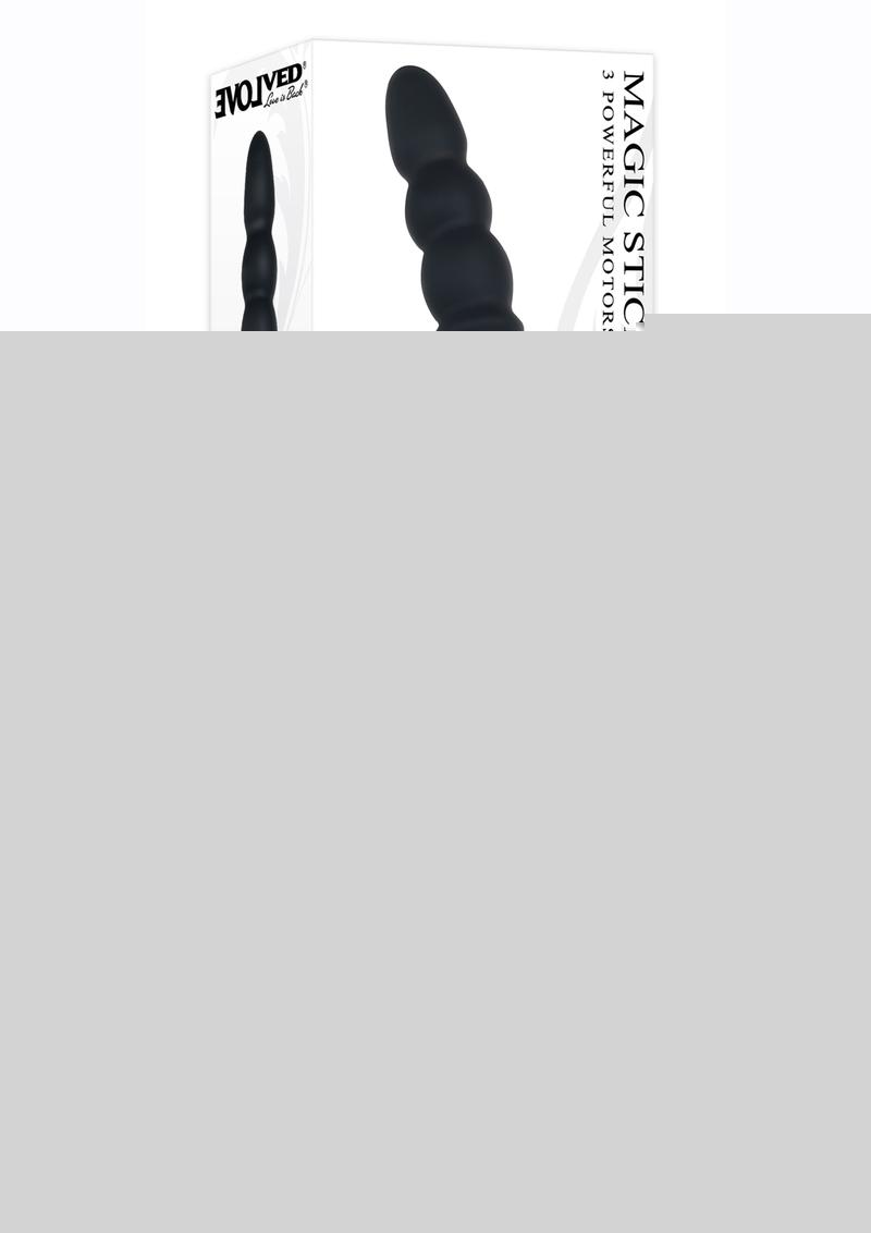 Magic Stick Rechargeable Silicone Beaded Vibrator - Black