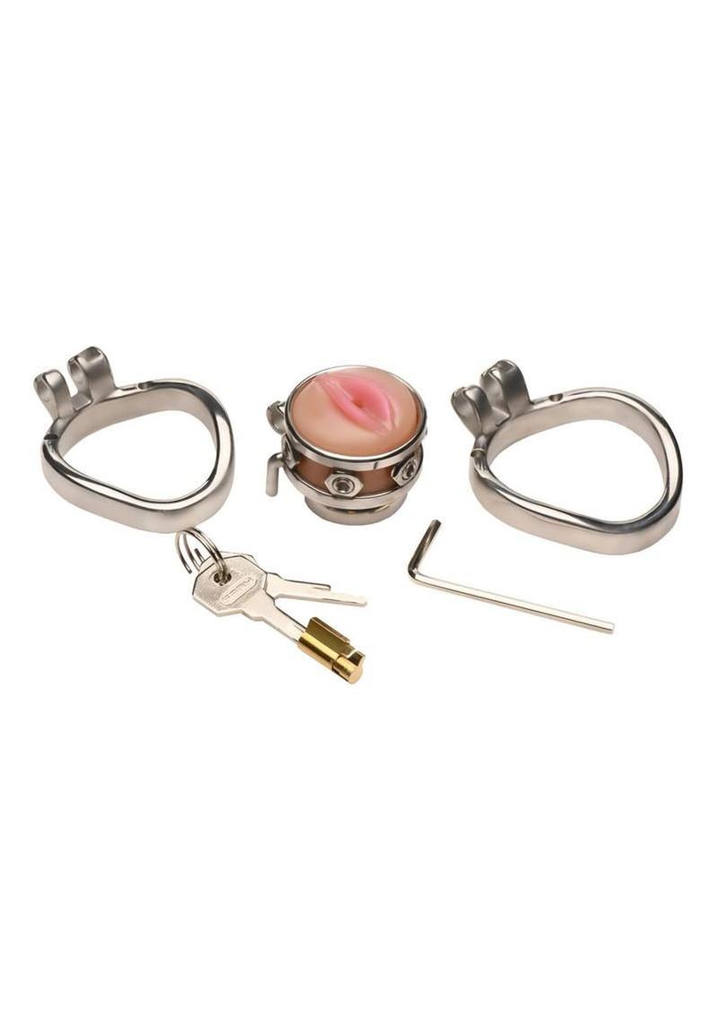 Master Series Pussy Boy Metal Chastity Cage Stainless