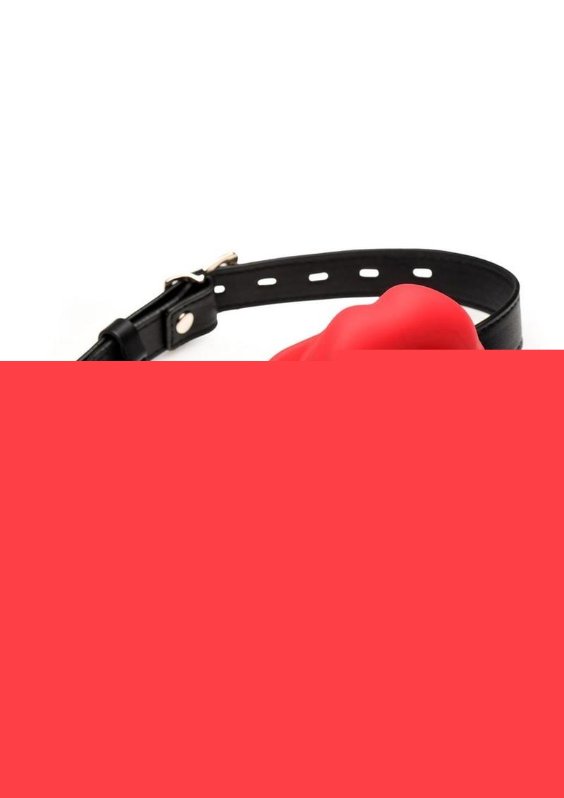 Master Series Vampire Vibrating Rechargeable Silicone Mouth Gag - Red