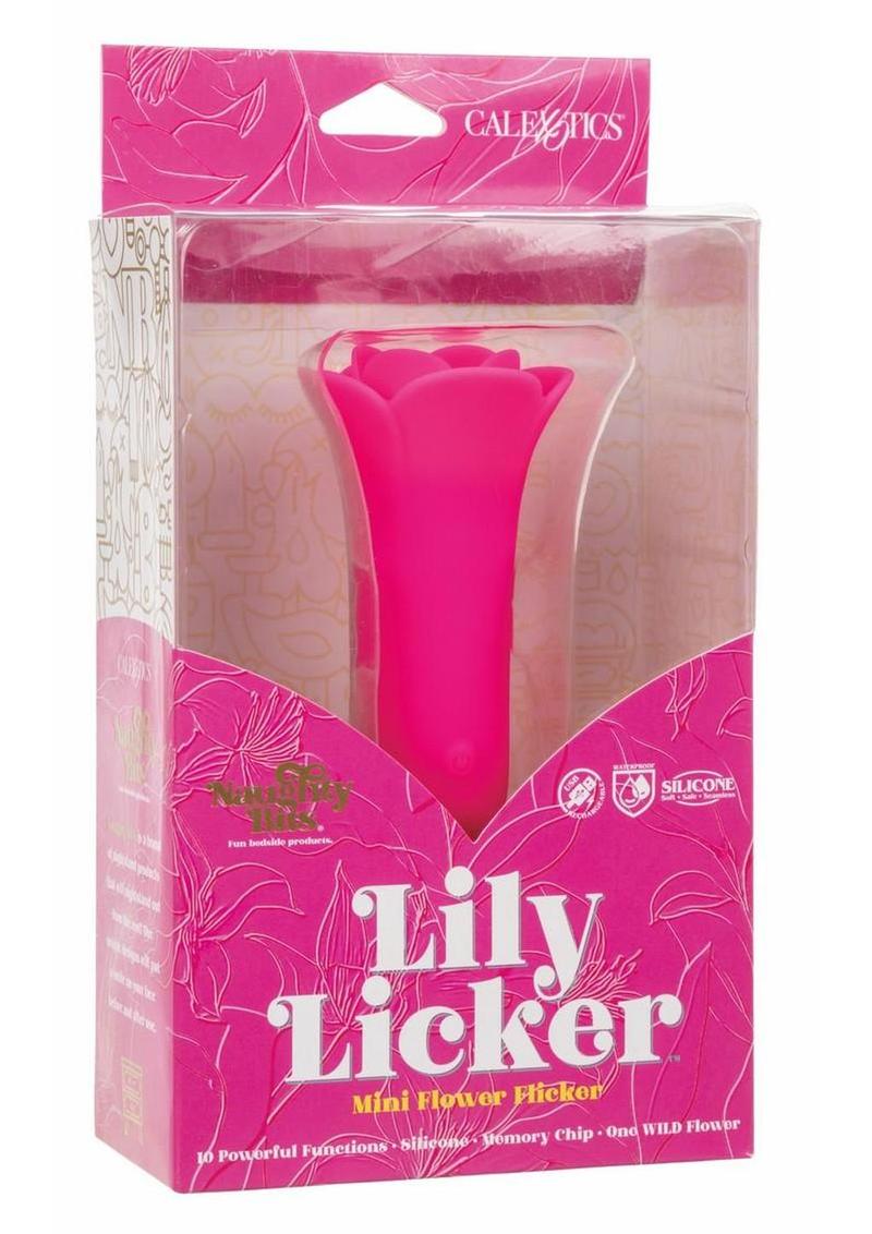 Naughty Bits Lily Licker Mini Flower Flicker Rechargeable Silicone Vibrator - Pink