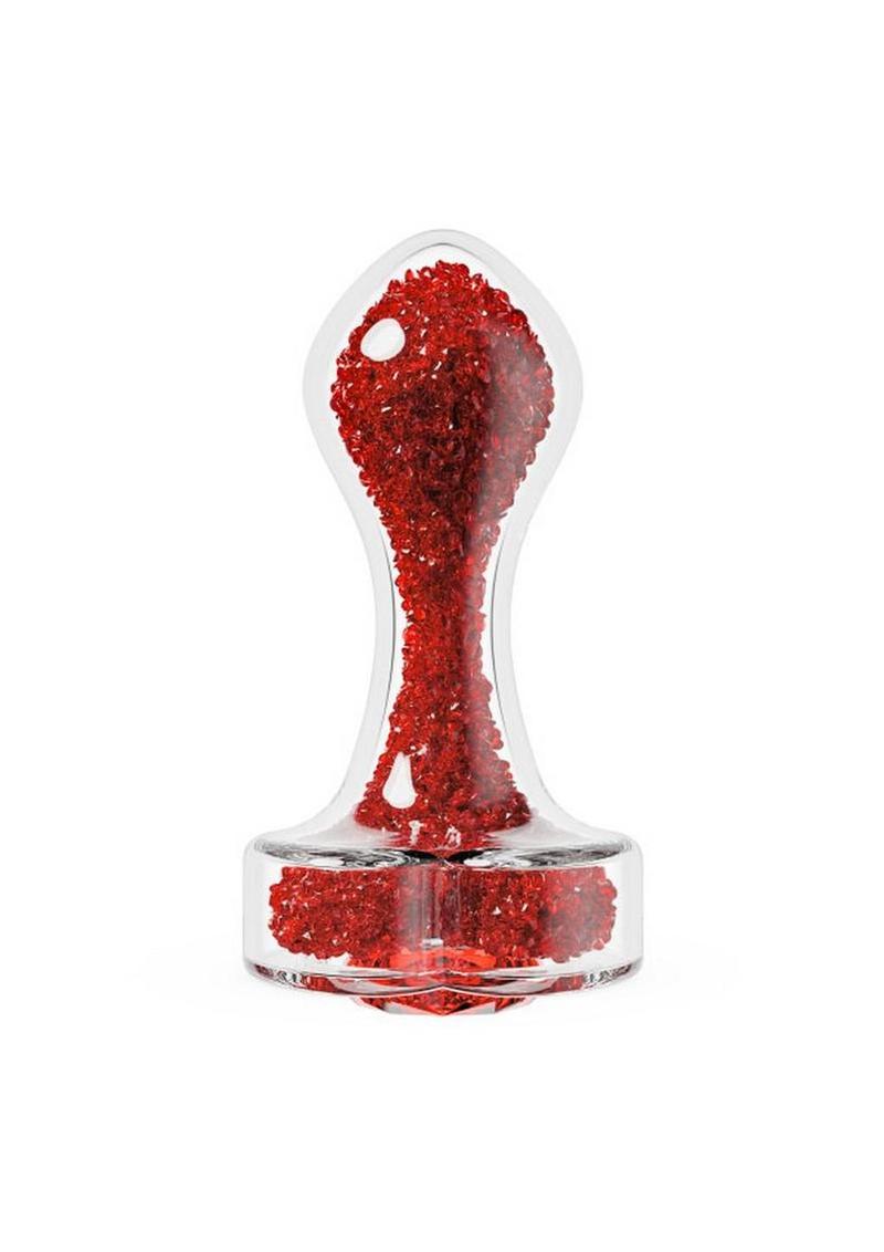 Oh My Gem Lustre Glass Anal Plug - Clear/Red