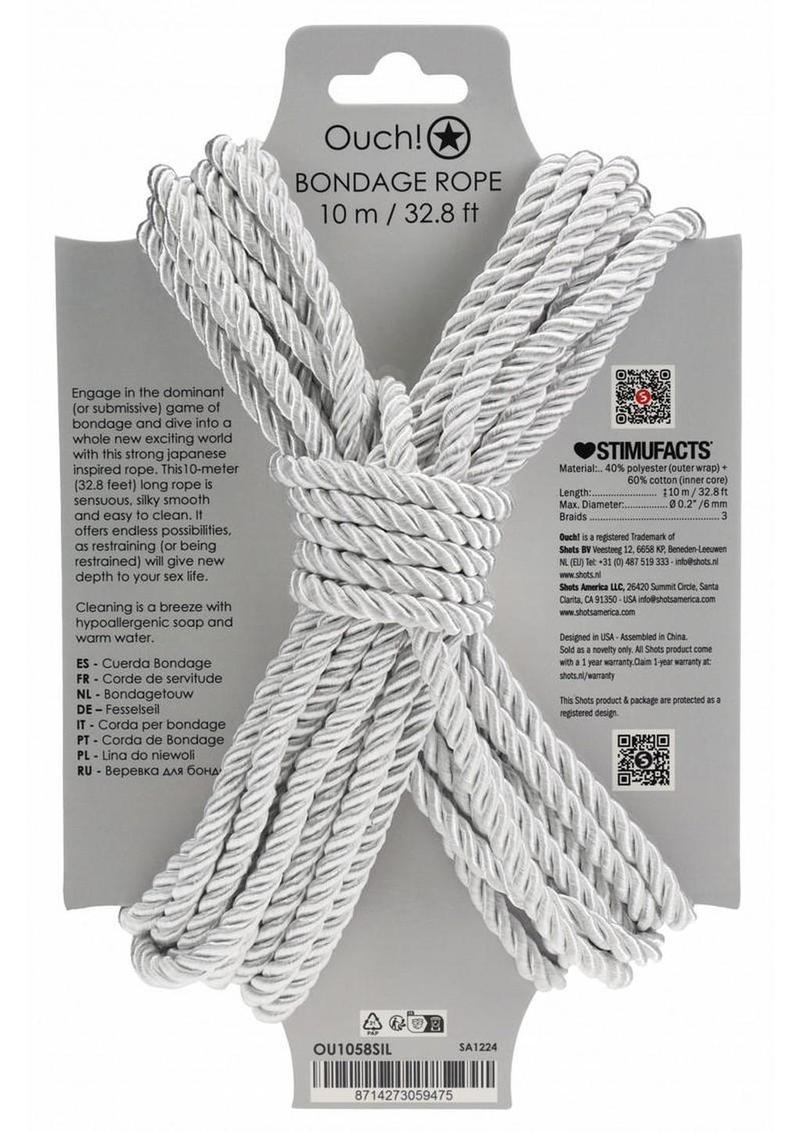 Ouch Bondage Rope 10 Meter Nylon - Silver