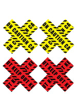 Peekaboos Caution X Pasties - Red/Yellow