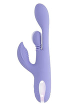 Playboy Nubbin Rubbin Rechargeable Silicone Triple Motor Vibrator with Clitoral Stimulator - Purple