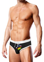 Prowler Oversized Paw Swimming Brief - Black/Multicolor/Rainbow - Medium