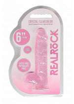 Realrock Crystal Clear Dildo with Balls - Pink - 6in
