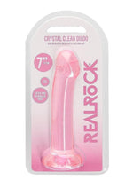 Realrock Crystal Clear Non Realistic Dildo with Suction Cup - Clear/Pink - 6.7in
