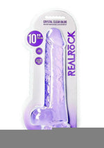 Realrock Crystal Clear Realistic Dildo with Balls - Clear/Purple - 10in