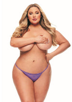 Secret Rechargeable Silicone Microfiber G-String and Panty Vibe with Remote Control - Purple - Queen