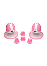 Size Matters 10x Rotating Silicone Nipple Suckers with 4 Attachments - Pink/White