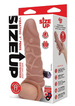 Size Up Silicone Vibrating Realistic Penis Extender with Ball Loop - Caramel - 1in