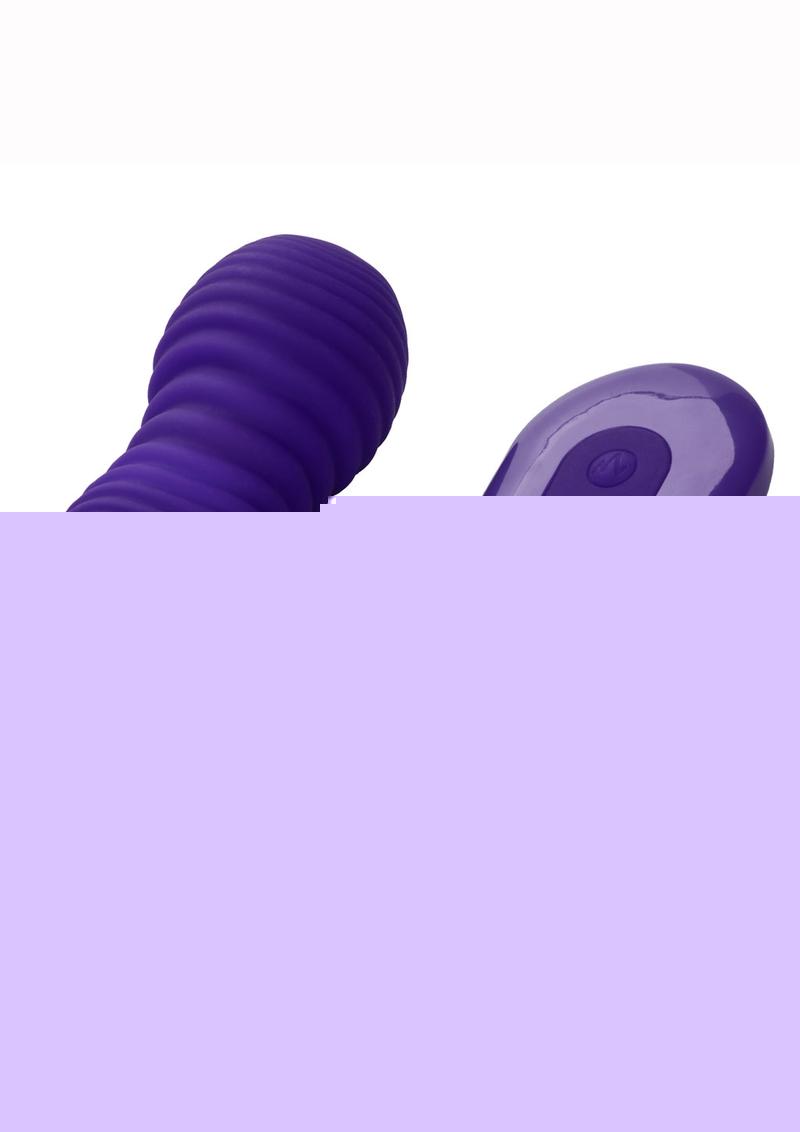 Slay #Thrustme Silicone Rechargeable Thrusting Rotating Vibrator with Remote - Purple