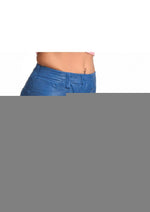 Strap U Booty Shorts Strap-On Harness with Dildo - Blue/Vanilla - Large - 6in