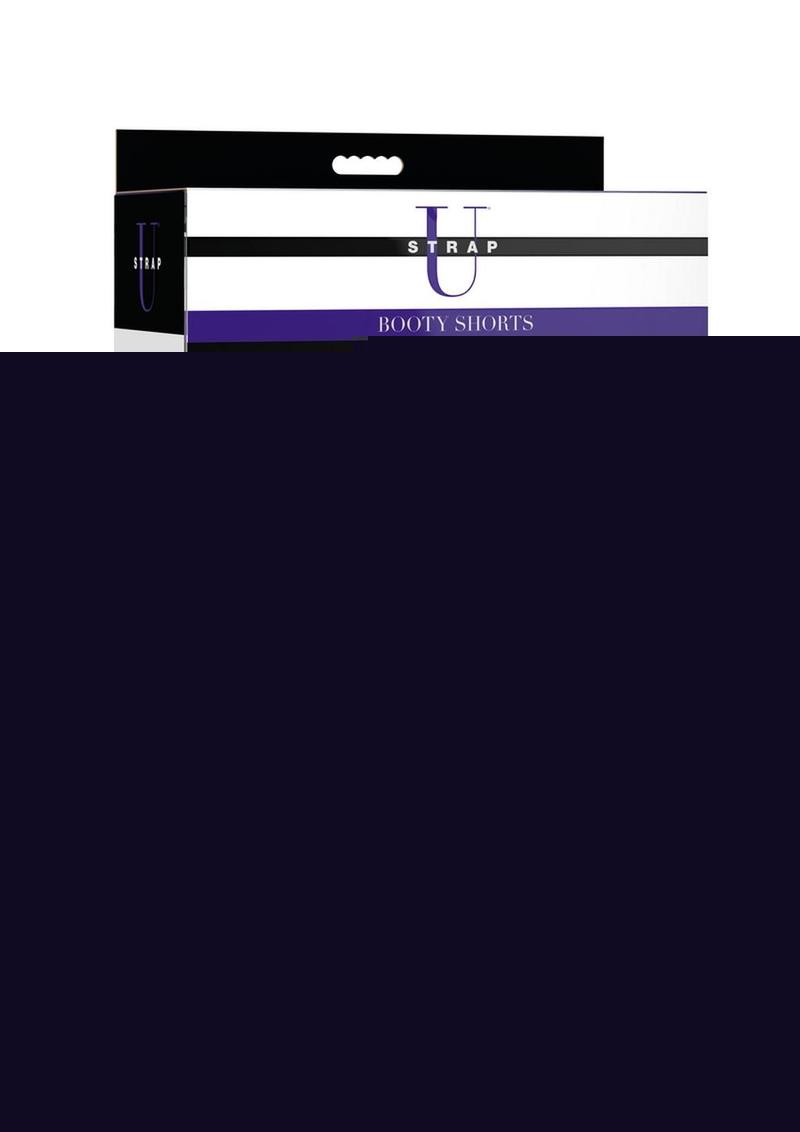 Strap U Booty Shorts Strap-On Harness with Dildo - Blue/Vanilla - Medium - 6in