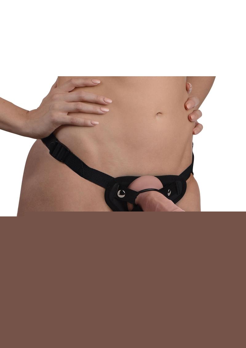 Strap-U Brazen Silicone Dildo with Harness - Vanilla - 8in