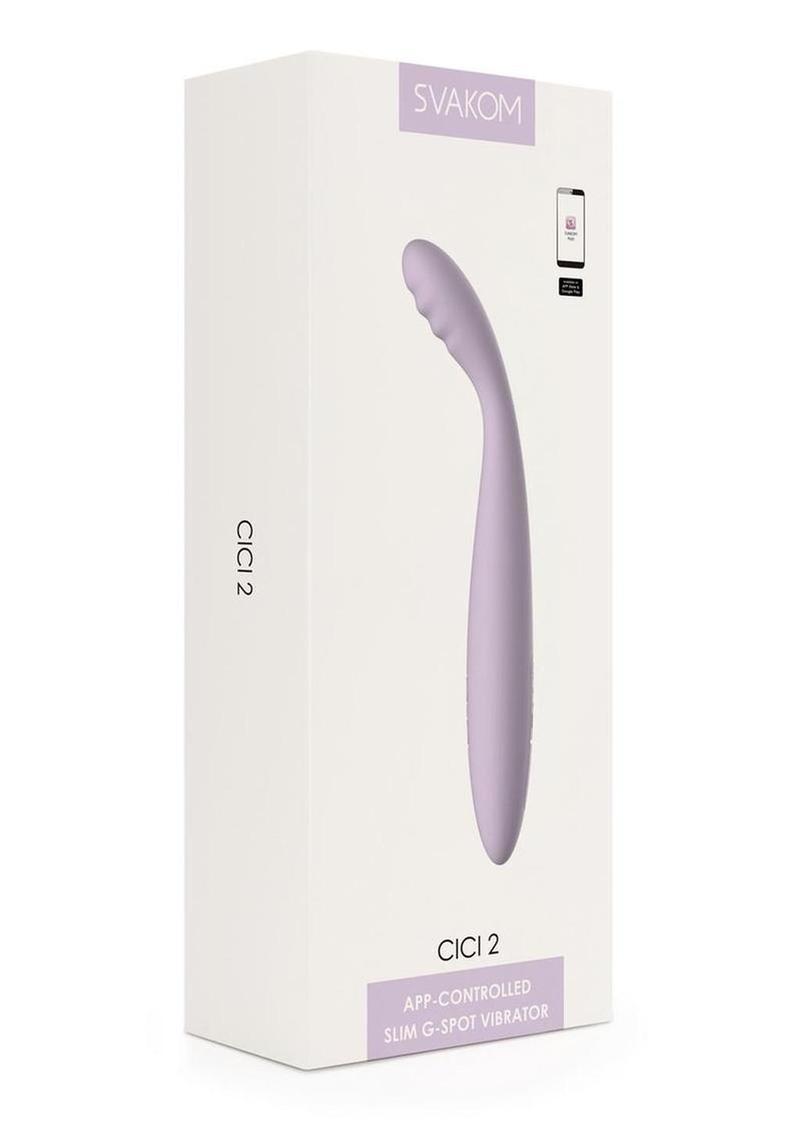 Svakom Cici 2 Rechargeable Silicone App Controlled G-Spot Vibrator - Lavender/Purple