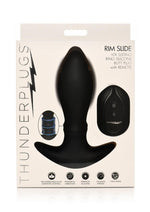 Thunder Plugs Rim Slide 7x Sliding Ring Silicone Rechargeable Butt Plug with Remote Control - Black