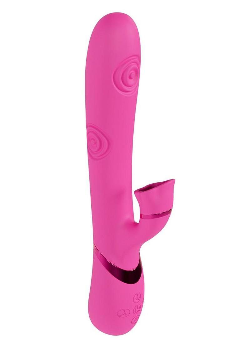 Vive Fiore Silicone Rechargeable Triple Motor G-Spot Air Wave Vibrating and Tapping Flared Clit Stimulator